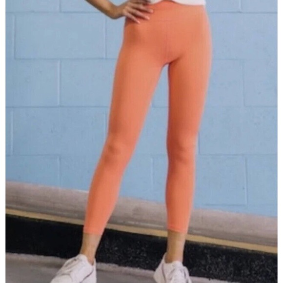 Zyia Orange Coral Moon 7/8 24”High Waist Activewear Leggings Size 6-8 - Picture 1 of 12